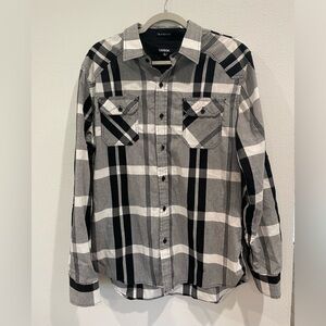 Carbon Mens Button Up Flannel Shirt - Size Large